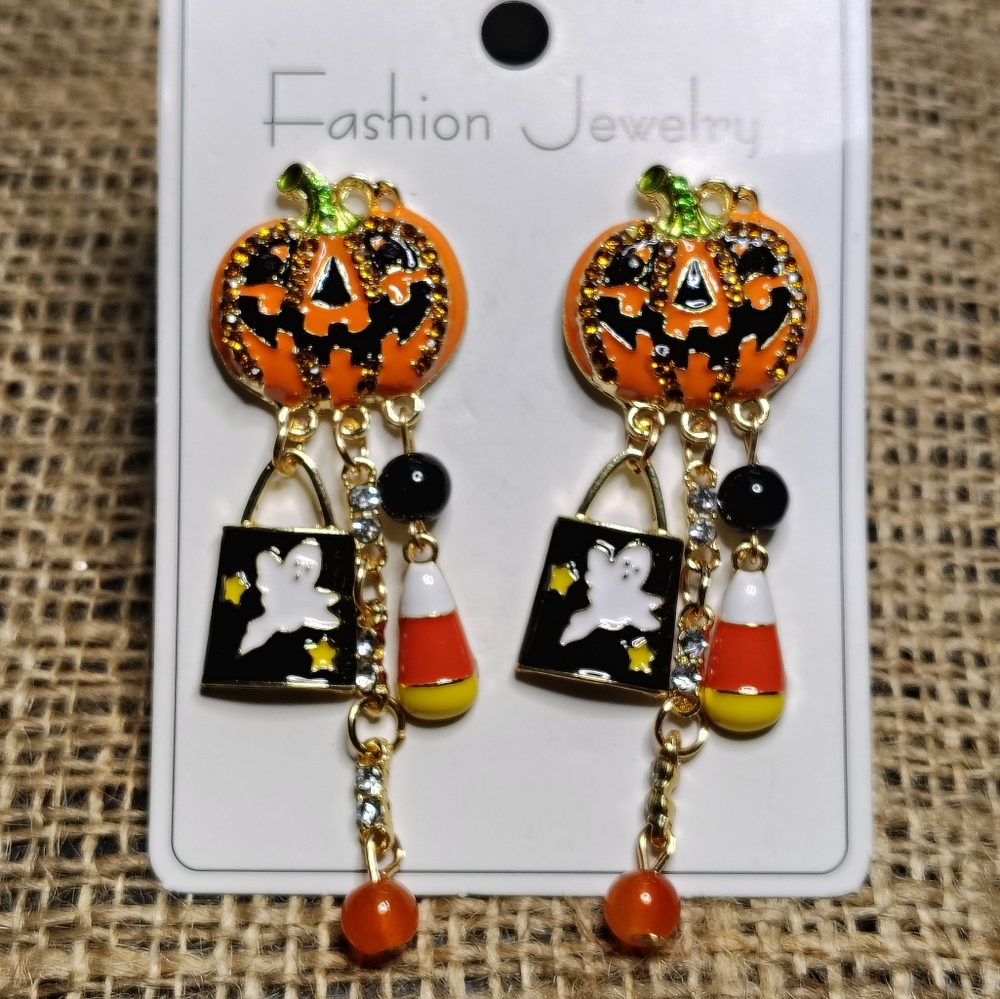🎃Halloween Fashion Dangle Earrings Rhinestones & Enamel🎃